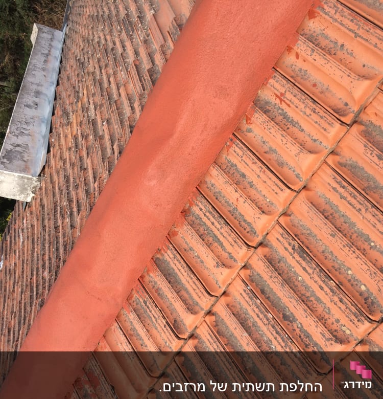 רעפים כתומים עם כתמים כהים על גג